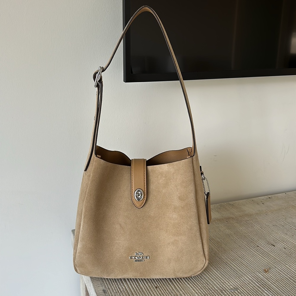 Hadley Coach Tan Suede Shoulder Bag